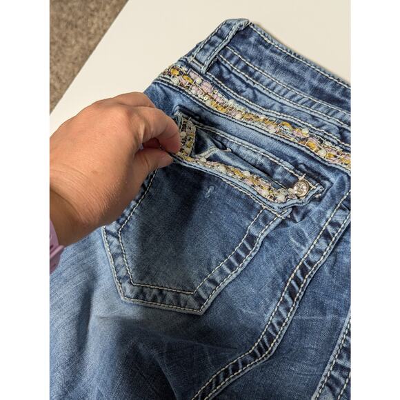 Miss Me Signature Slim Boot Cut Jeans Embroidered Bling Western Y2K Womens 27 - Picture 5 of 5